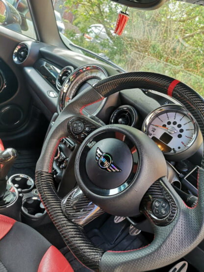 GEN 2  Mini Carbon Fibre Flat Bottom Custom Steering Wheel - R55 R56 R57 R58 R59 - Image 2