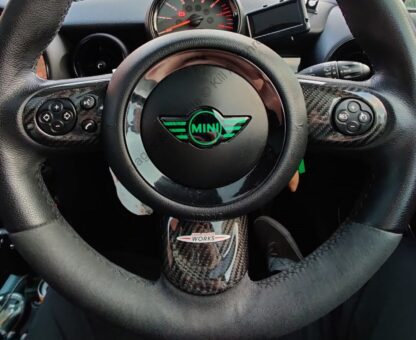 Gen 2 - MINI Carbon Fibre Steering Wheel Trim Spoke Covers - R55 R56 R57 R58 R59 R60 R61 - Image 3