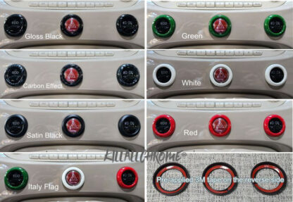 Fiat 500 / Abarth 595 Dashboard Button Rings Covers - Plastic Colours - Image 4