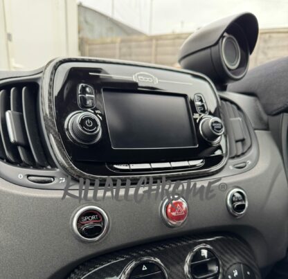 Fiat 500 / Abarth Screen Stereo Frame Surround Cover - Genuine Carbon Fibre 5" - Image 5