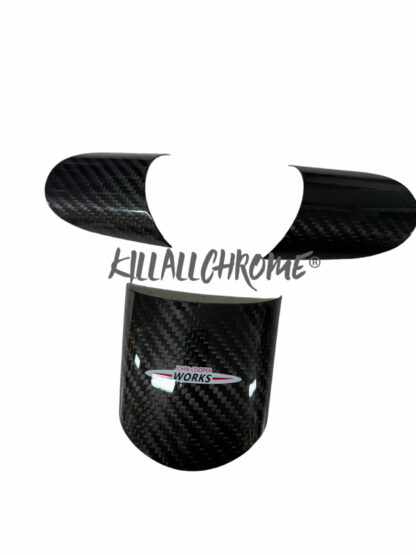 MINI Gen 1 Steering Wheel Spoke Covers With JCW Logo - R50 R52 R53 - Genuine Carbon Fibre - Image 3