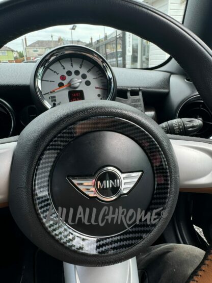 MINI Gen 2 Steering Wheel Airbag Ring Cover 3 Spoke Gloss Black Matt Black Carbon Look R55 R56 R57 R58 R59 R60 R61 - Image 7