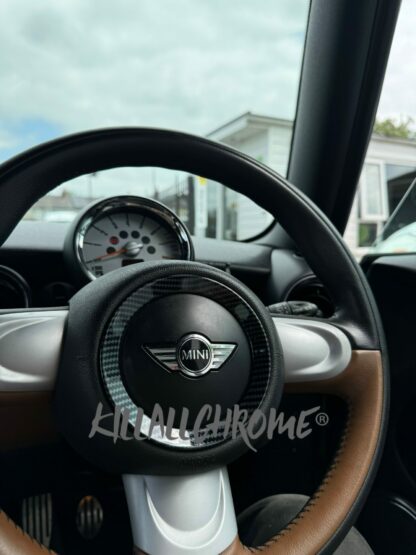 MINI Gen 2 Steering Wheel Airbag Ring Cover 3 Spoke Gloss Black Matt Black Carbon Look R55 R56 R57 R58 R59 R60 R61 - Image 9