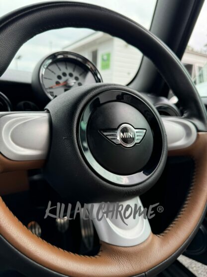 MINI Gen 2 Steering Wheel Airbag Ring Cover 3 Spoke Gloss Black Matt Black Carbon Look R55 R56 R57 R58 R59 R60 R61 - Image 6