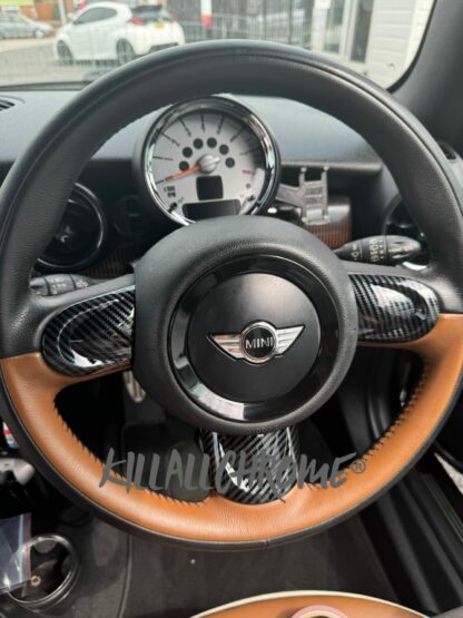 Mini Gen 2 Steering Wheel Spoke Covers Gloss Black, Carbon Look, Matt Black R55 R56 R57 R58 R59 R60 R61 - Image 7