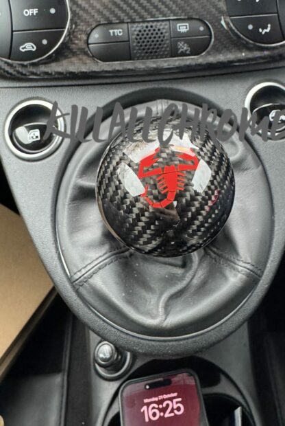 Black Real Carbon Gear Knob - Abarth - Fiat - All Manual Models - Scorpion Logo - Image 31